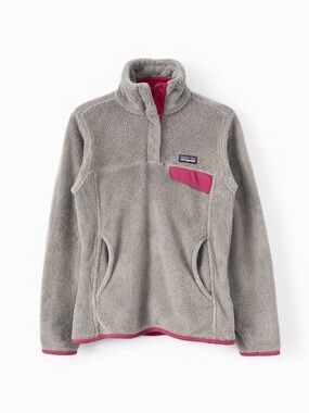 Patagonia‎ Re-Tool Snap-T Pullover Gray Purple Polartec Fleece Womens Jacket